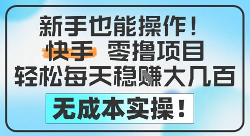 新手也能操作，快手零撸挣米，轻松每天挣2-5张，完全无成本-网创人之家