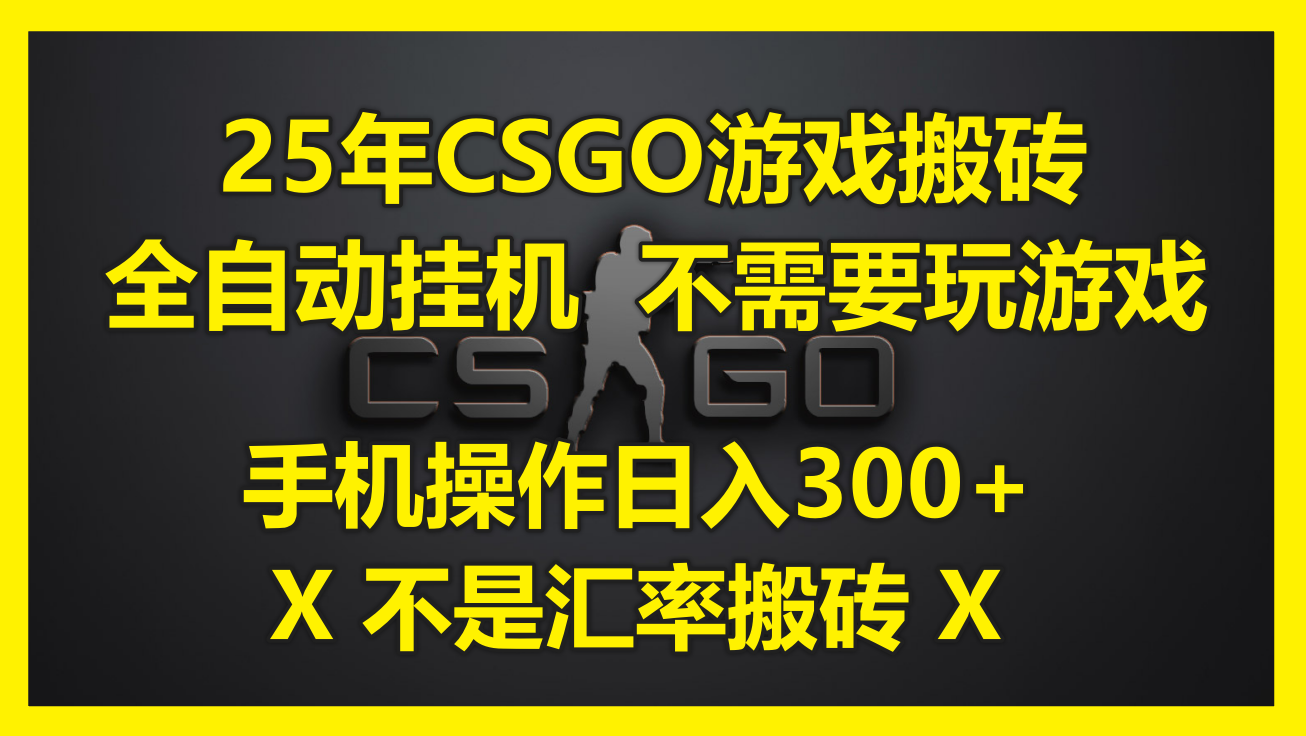 25年CSGO游戏搬砖，全自动挂机，不需要玩游戏，手机操作日入300+。(不…-网创人之家