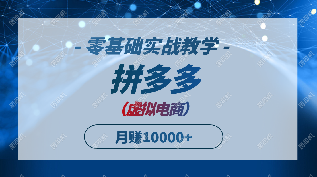 拼多多虚拟电商，零基础实战教学，快速打爆商品，新手也能月入10000+-网创人之家