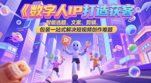 数字人IP打造获客变现实操课，智能选题、文案、剪辑、包装一站式解决短视频创作难题-网创人之家