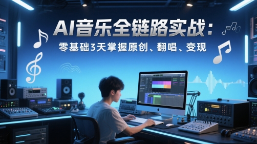 AI音乐全链路实战变现课：零基础3天掌握原创、翻唱、变现-网创人之家